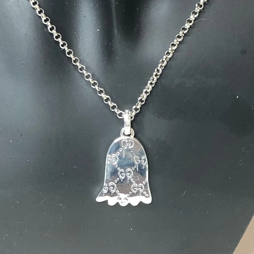 GUCCI Sterling Silver GG Ghost Reversible Necklace 17-20” or 21.5” Unisex NIB